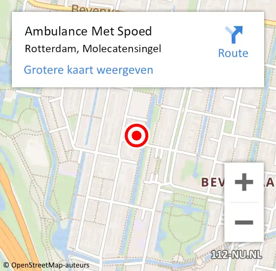 Locatie op kaart van de 112 melding: Ambulance Met Spoed Naar Rotterdam, Molecatensingel op 5 april 2024 09:48