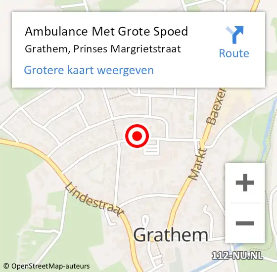 Locatie op kaart van de 112 melding: Ambulance Met Grote Spoed Naar Grathem, Prinses Margrietstraat op 5 april 2024 10:05