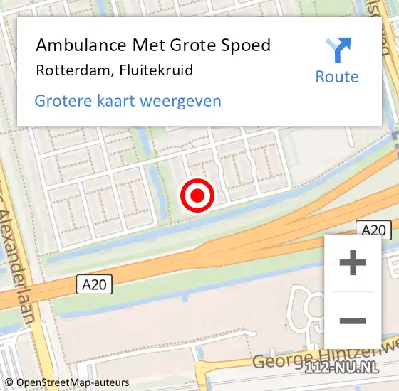 Locatie op kaart van de 112 melding: Ambulance Met Grote Spoed Naar Rotterdam, Fluitekruid op 5 april 2024 10:30