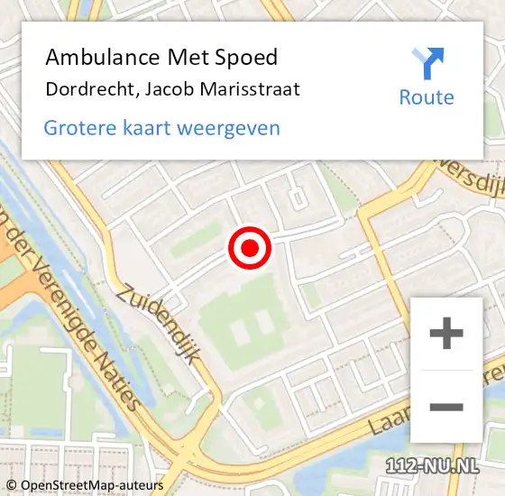 Locatie op kaart van de 112 melding: Ambulance Met Spoed Naar Dordrecht, Jacob Marisstraat op 5 april 2024 10:41