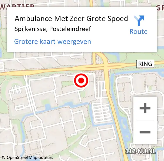 Locatie op kaart van de 112 melding: Ambulance Met Zeer Grote Spoed Naar Spijkenisse, Posteleindreef op 5 april 2024 10:43