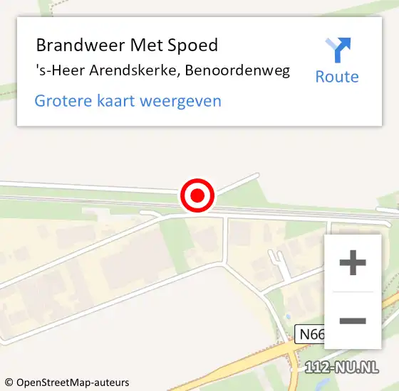 Locatie op kaart van de 112 melding: Brandweer Met Spoed Naar 's-Heer Arendskerke, Benoordenweg op 5 april 2024 10:45