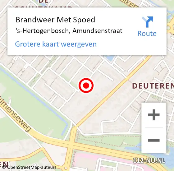 Locatie op kaart van de 112 melding: Brandweer Met Spoed Naar 's-Hertogenbosch, Amundsenstraat op 5 april 2024 11:04