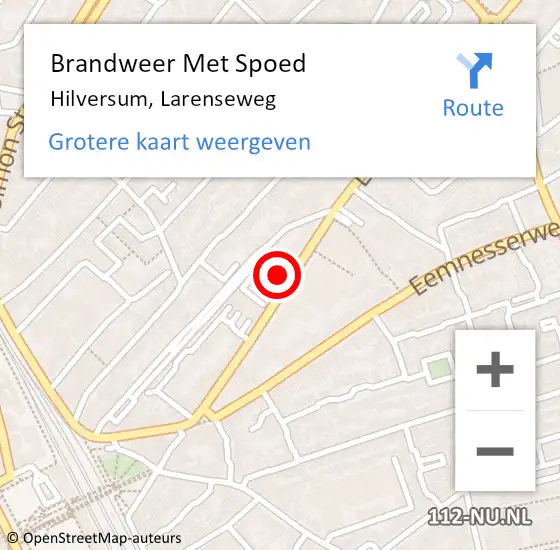 Locatie op kaart van de 112 melding: Brandweer Met Spoed Naar Hilversum, Larenseweg op 5 april 2024 11:11