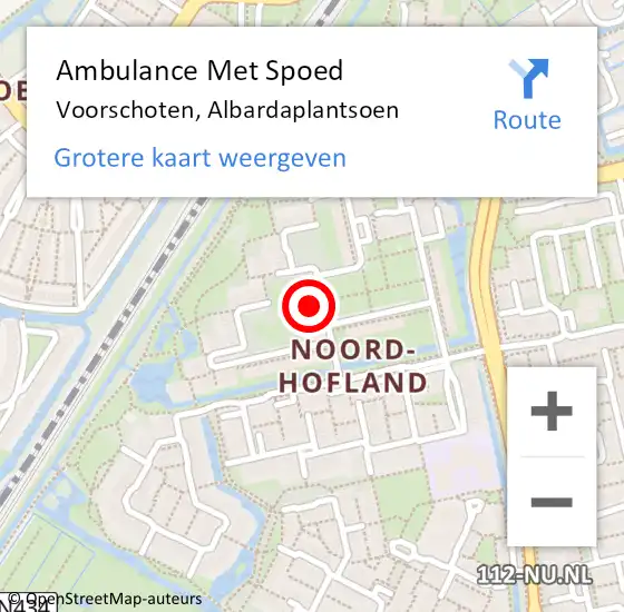 Locatie op kaart van de 112 melding: Ambulance Met Spoed Naar Voorschoten, Albardaplantsoen op 5 april 2024 11:13