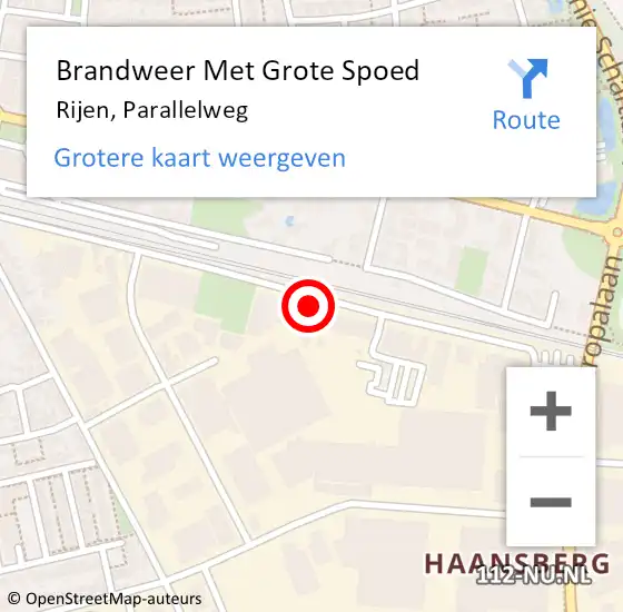 Locatie op kaart van de 112 melding: Brandweer Met Grote Spoed Naar Rijen, Parallelweg op 5 april 2024 11:30