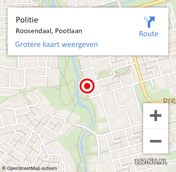 Locatie op kaart van de 112 melding: Politie Roosendaal, Pootlaan op 5 april 2024 11:35