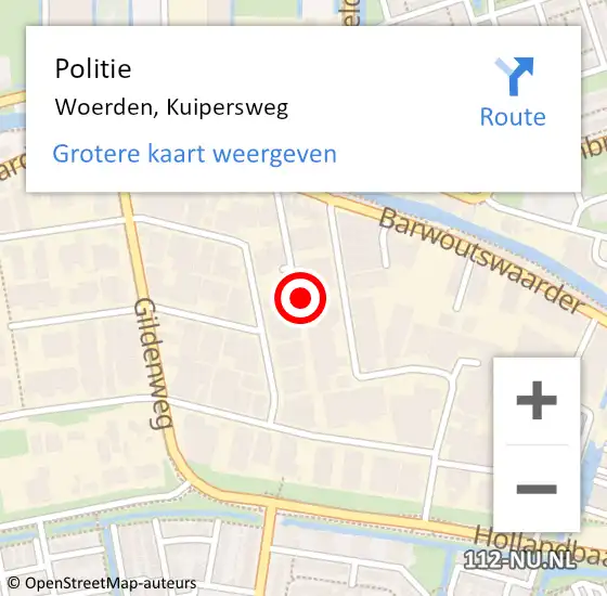 Locatie op kaart van de 112 melding: Politie Woerden, Kuipersweg op 5 april 2024 11:39