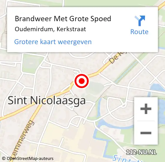 Locatie op kaart van de 112 melding: Brandweer Met Grote Spoed Naar Oudemirdum, Kerkstraat op 5 april 2024 11:50