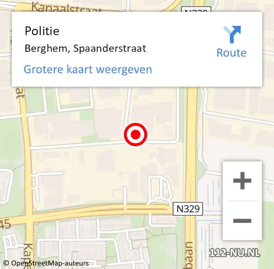 Locatie op kaart van de 112 melding: Politie Berghem, Spaanderstraat op 5 april 2024 12:04