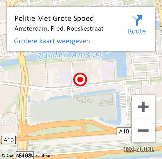 Locatie op kaart van de 112 melding: Politie Met Grote Spoed Naar Amsterdam, Fred. Roeskestraat op 5 april 2024 12:28