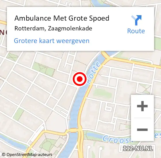 Locatie op kaart van de 112 melding: Ambulance Met Grote Spoed Naar Rotterdam, Zaagmolenkade op 5 april 2024 12:34
