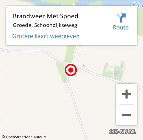 Locatie op kaart van de 112 melding: Brandweer Met Spoed Naar Groede, Schoondijkseweg op 5 april 2024 12:43