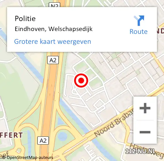 Locatie op kaart van de 112 melding: Politie Eindhoven, Welschapsedijk op 5 april 2024 12:52