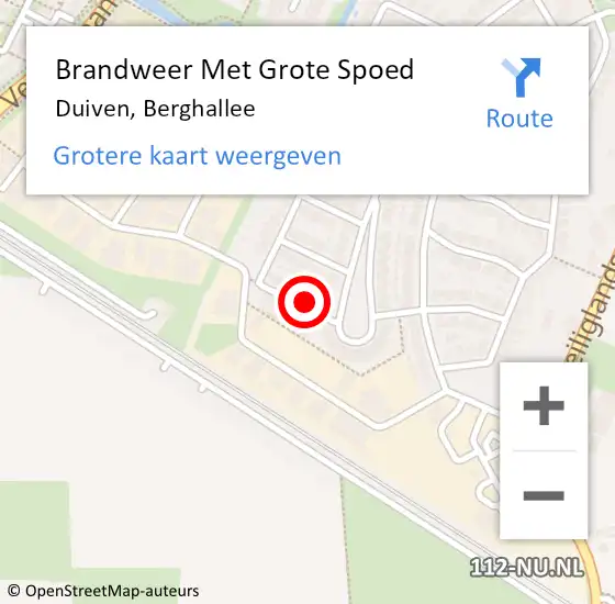 Locatie op kaart van de 112 melding: Brandweer Met Grote Spoed Naar Duiven, Berghallee op 5 april 2024 13:00