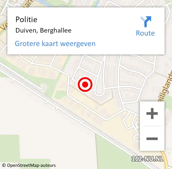 Locatie op kaart van de 112 melding: Politie Duiven, Berghallee op 5 april 2024 13:08