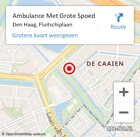 Locatie op kaart van de 112 melding: Ambulance Met Grote Spoed Naar Den Haag, Fluitschiplaan op 5 april 2024 13:10