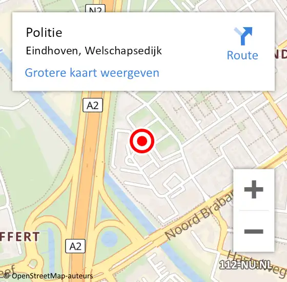 Locatie op kaart van de 112 melding: Politie Eindhoven, Welschapsedijk op 5 april 2024 13:14