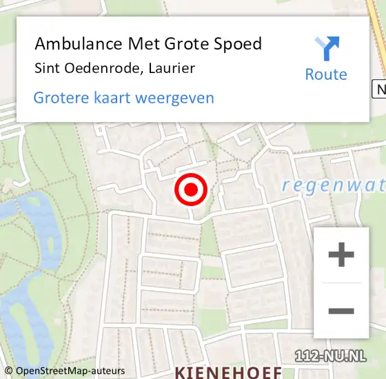 Locatie op kaart van de 112 melding: Ambulance Met Grote Spoed Naar Sint Oedenrode, Laurier op 1 oktober 2014 13:18