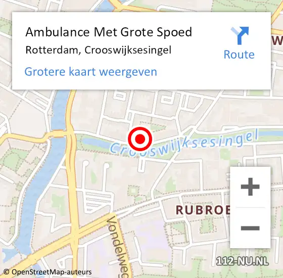 Locatie op kaart van de 112 melding: Ambulance Met Grote Spoed Naar Rotterdam, Crooswijksesingel op 5 april 2024 14:00