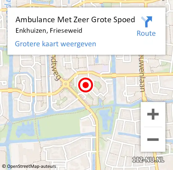 Locatie op kaart van de 112 melding: Ambulance Met Zeer Grote Spoed Naar Enkhuizen, Frieseweid op 5 april 2024 14:24