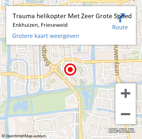 Locatie op kaart van de 112 melding: Trauma helikopter Met Zeer Grote Spoed Naar Enkhuizen, Frieseweid op 5 april 2024 14:25