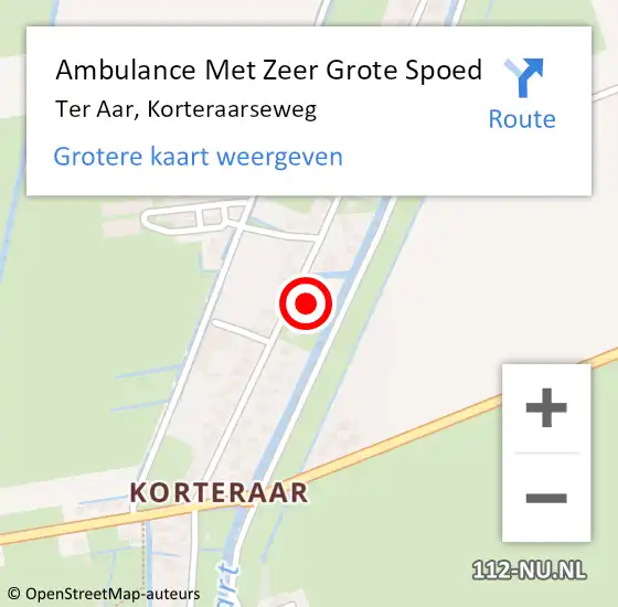 Locatie op kaart van de 112 melding: Ambulance Met Zeer Grote Spoed Naar Ter Aar, Korteraarseweg op 5 april 2024 14:27