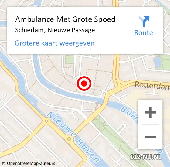 Locatie op kaart van de 112 melding: Ambulance Met Grote Spoed Naar Schiedam, Nieuwe Passage op 5 april 2024 14:37