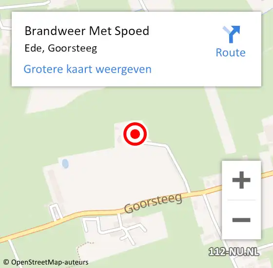 Locatie op kaart van de 112 melding: Brandweer Met Spoed Naar Ede, Goorsteeg op 5 april 2024 14:51