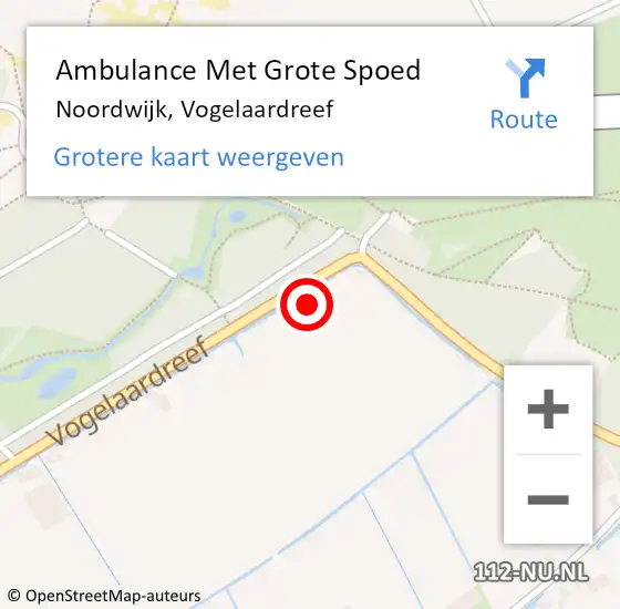 Locatie op kaart van de 112 melding: Ambulance Met Grote Spoed Naar Noordwijk, Vogelaardreef op 5 april 2024 14:52