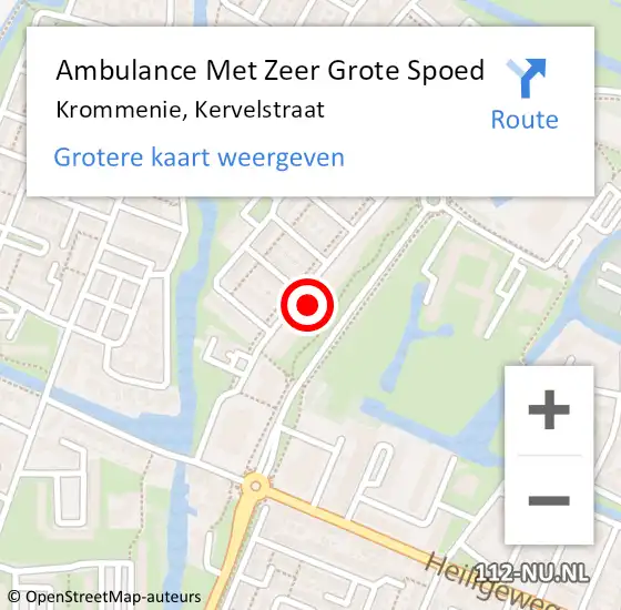Locatie op kaart van de 112 melding: Ambulance Met Zeer Grote Spoed Naar Krommenie, Kervelstraat op 5 april 2024 14:56