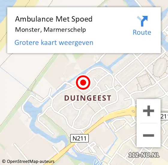 Locatie op kaart van de 112 melding: Ambulance Met Spoed Naar Monster, Marmerschelp op 5 april 2024 15:39