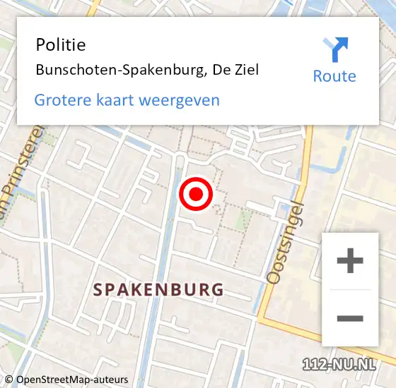 Locatie op kaart van de 112 melding: Politie Bunschoten-Spakenburg, De Ziel op 5 april 2024 15:44