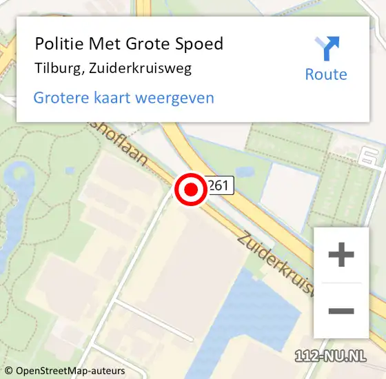Locatie op kaart van de 112 melding: Politie Met Grote Spoed Naar Tilburg, Zuiderkruisweg op 5 april 2024 15:48