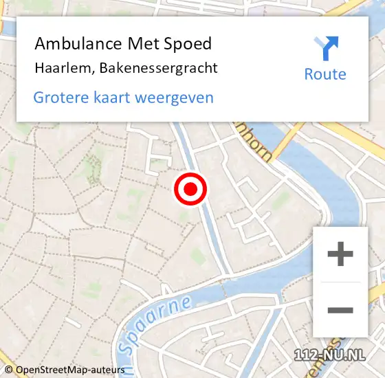 Locatie op kaart van de 112 melding: Ambulance Met Spoed Naar Haarlem, Bakenessergracht op 5 april 2024 15:51