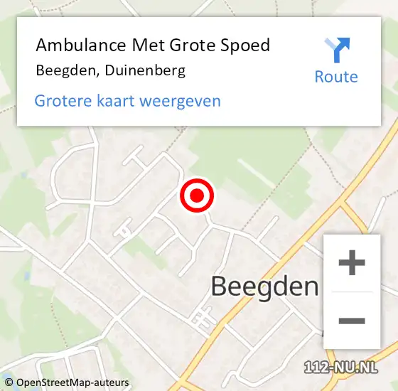 Locatie op kaart van de 112 melding: Ambulance Met Grote Spoed Naar Beegden, Duinenberg op 5 april 2024 16:25