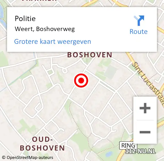 Locatie op kaart van de 112 melding: Politie Weert, Boshoverweg op 5 april 2024 16:45