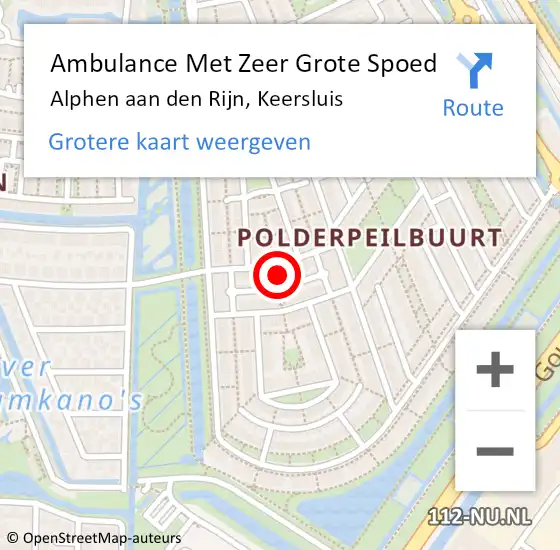 Locatie op kaart van de 112 melding: Ambulance Met Zeer Grote Spoed Naar Alphen aan den Rijn, Keersluis op 5 april 2024 17:14