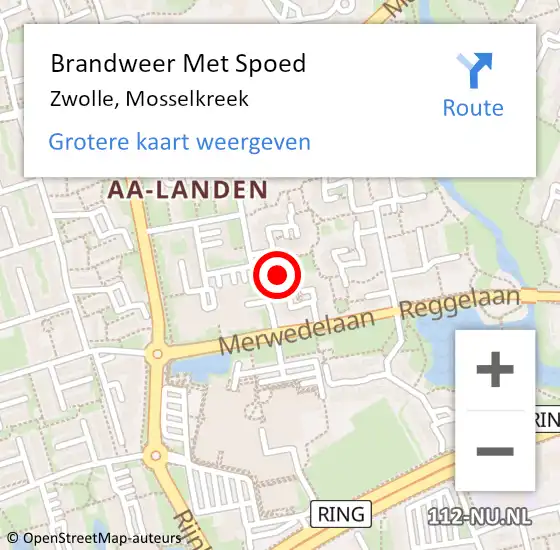 Locatie op kaart van de 112 melding: Brandweer Met Spoed Naar Zwolle, Mosselkreek op 5 april 2024 17:17