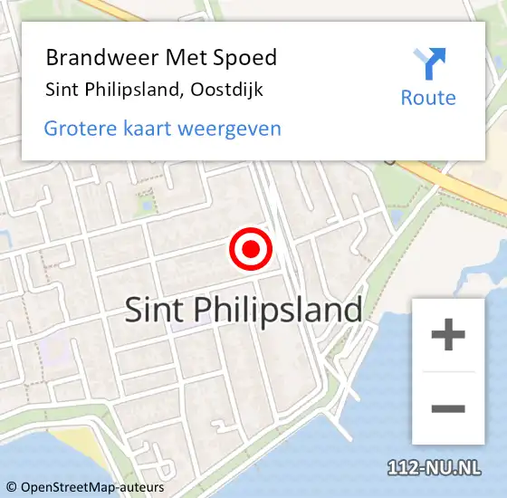 Locatie op kaart van de 112 melding: Brandweer Met Spoed Naar Sint Philipsland, Oostdijk op 5 april 2024 17:25