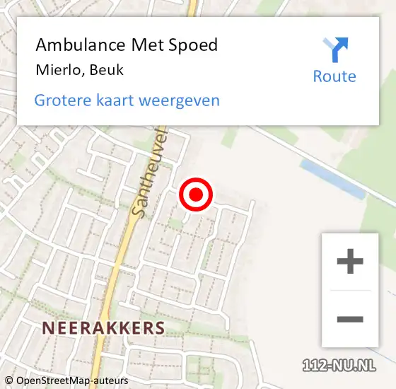 Locatie op kaart van de 112 melding: Ambulance Met Spoed Naar Mierlo, Beuk op 1 oktober 2014 13:39