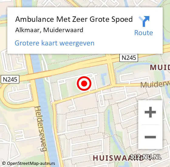 Locatie op kaart van de 112 melding: Ambulance Met Zeer Grote Spoed Naar Alkmaar, Muiderwaard op 5 april 2024 18:16