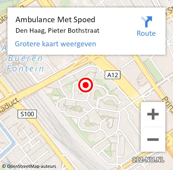 Locatie op kaart van de 112 melding: Ambulance Met Spoed Naar Den Haag, Pieter Bothstraat op 5 april 2024 18:19