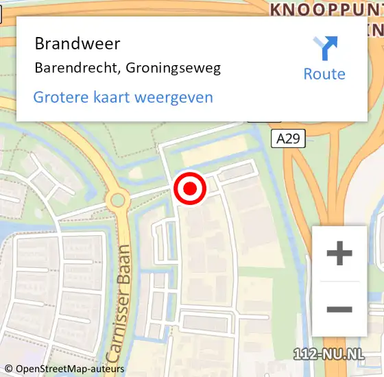 Locatie op kaart van de 112 melding: Brandweer Barendrecht, Groningseweg op 5 april 2024 18:40