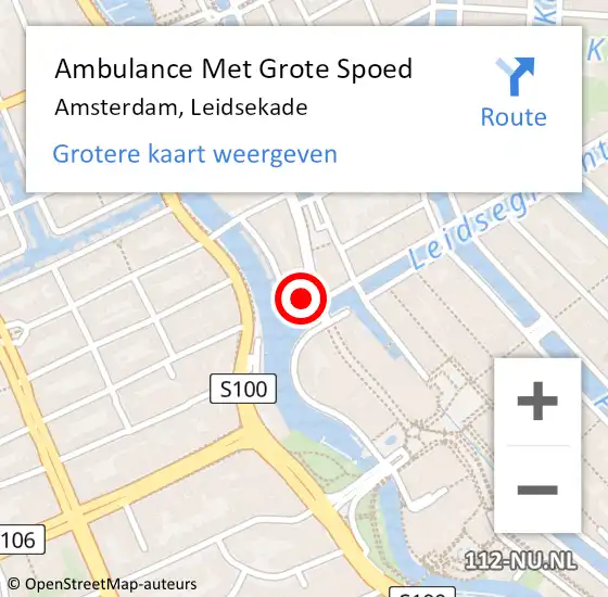 Locatie op kaart van de 112 melding: Ambulance Met Grote Spoed Naar Amsterdam, Leidsekade op 5 april 2024 18:53