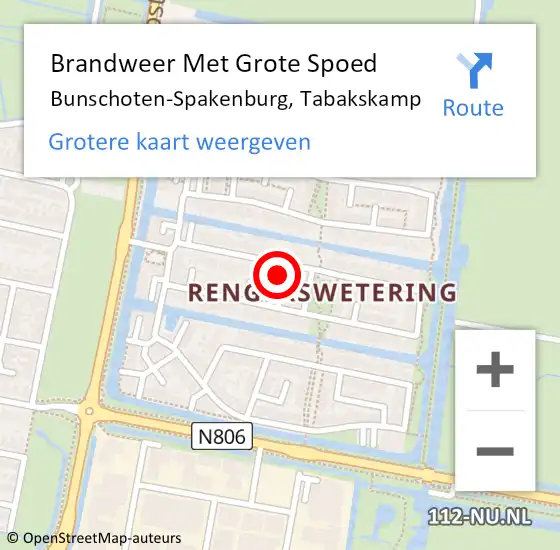 Locatie op kaart van de 112 melding: Brandweer Met Grote Spoed Naar Bunschoten-Spakenburg, Tabakskamp op 5 april 2024 18:55