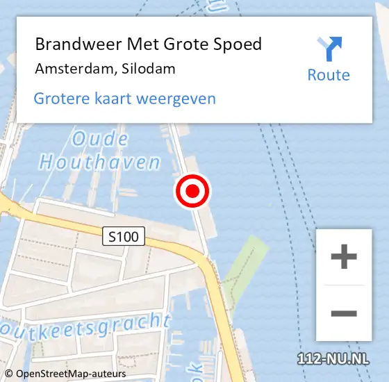 Locatie op kaart van de 112 melding: Brandweer Met Grote Spoed Naar Amsterdam, Silodam op 5 april 2024 18:58