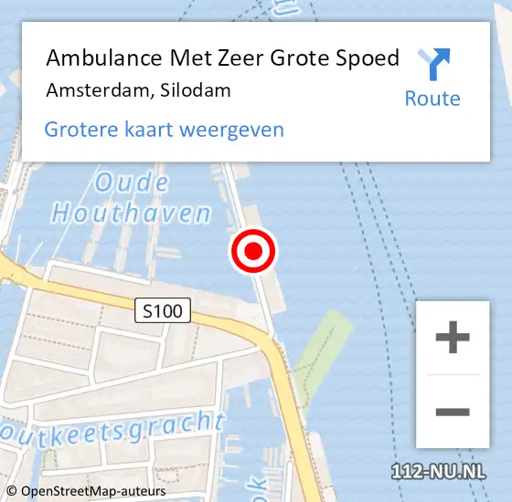 Locatie op kaart van de 112 melding: Ambulance Met Zeer Grote Spoed Naar Amsterdam, Silodam op 5 april 2024 18:58