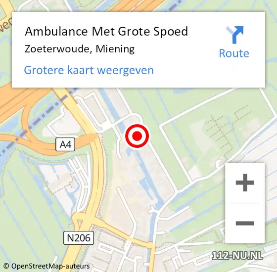 Locatie op kaart van de 112 melding: Ambulance Met Grote Spoed Naar Zoeterwoude, Miening op 5 april 2024 19:06