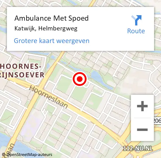 Locatie op kaart van de 112 melding: Ambulance Met Spoed Naar Katwijk, Helmbergweg op 5 april 2024 19:16